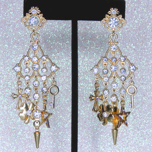 Gold and Rhinestone Chandelier earrings